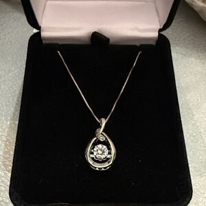NEW Kay Jewelers Sterling Silver 925 INFINITY dangle CZ PENDANT-BOX NECKLACE 18"